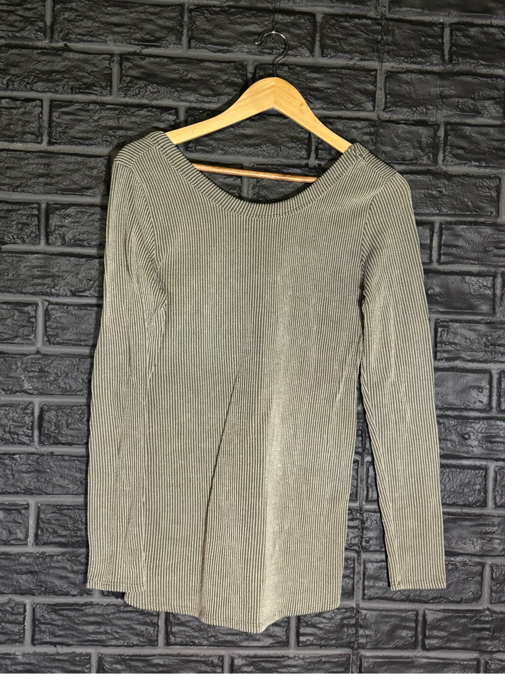 Hello MIZ Maternity Ribbed Long-Sleeve Boatneck Top in Olive